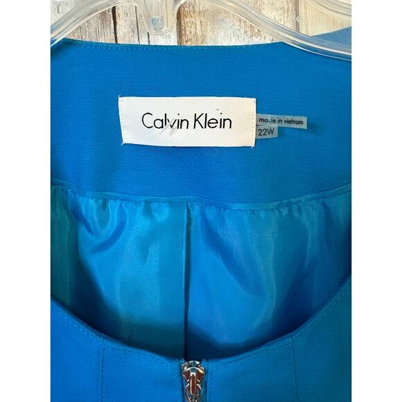 Calvin Klein Women's Blue Collarless Zip Front Cotton Poly Blazer Plus Size 22W - Picture 3 of 8